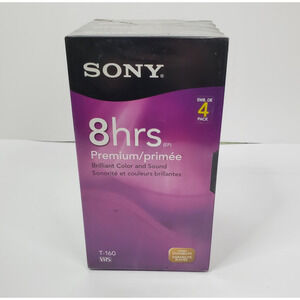 Sony Premium Grade 8 Hours T-160VF VHS Blank 4 Pack New Sealed